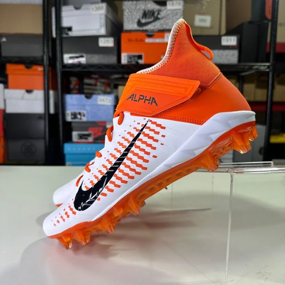 Nike Alpha Menace Pro 2 Mid Football Cleats Mens 12 Orange White BV3945-103